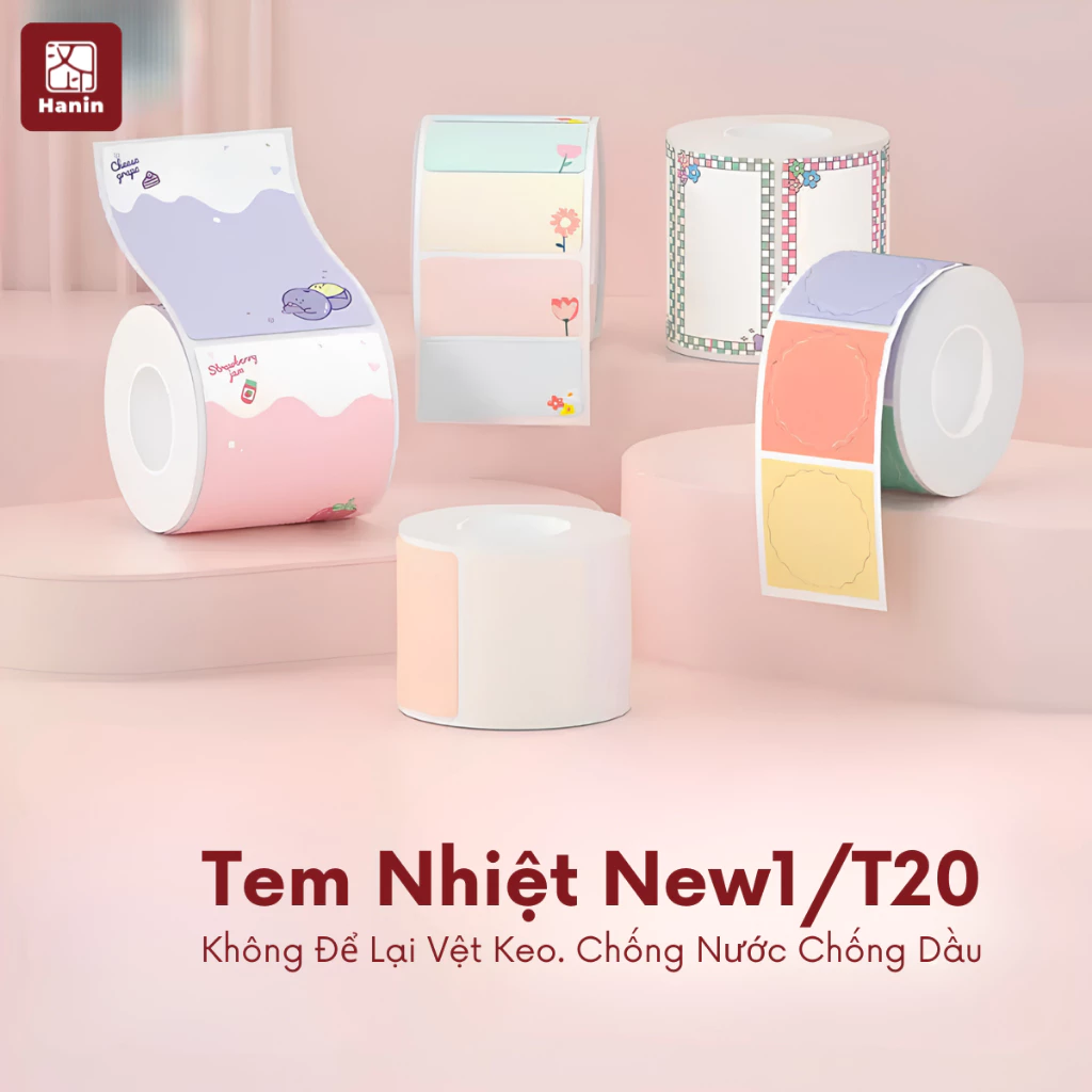 Giấy In Nhiệt Tự Dính 50x70mm (90 Tem/Cuộn) Máy New1 In Nhãn Dán Chống Nước, In Ghi Chú, Phân Loại Đồ Dùng | Hanin