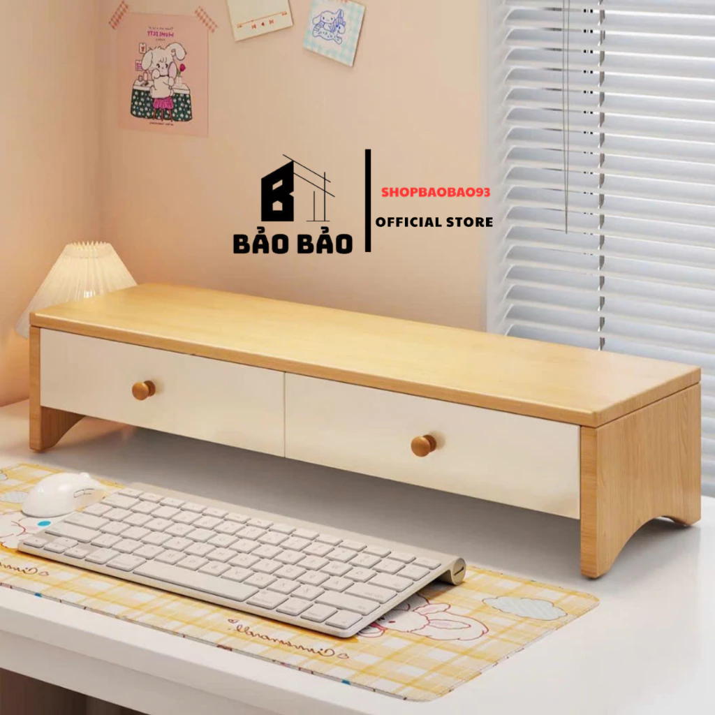 Kệ để màn hình máy tính kệ để bàn làm việc chất liệu Gỗ MDF hiện đại Bảo Bảo - KMH 2 NGĂN