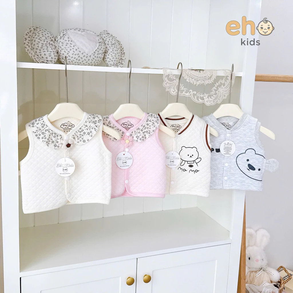Áo Gile Nỉ Xốp Trần Bông Cao Cấp EHO KIDS Thiết Kế Đáng Yêu Cho Bé Từ Sơ Sinh -9kg