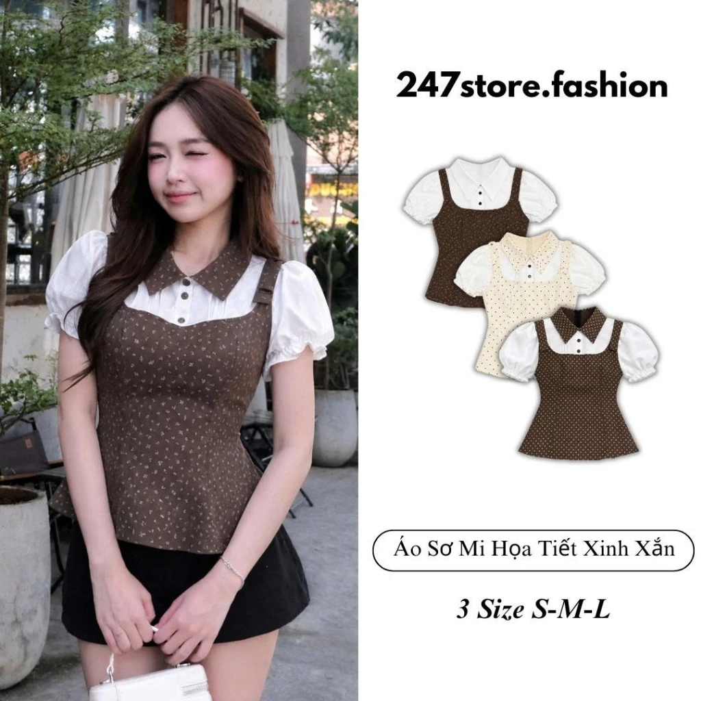 Áo Sơ Mi Tay Bồng Họa Tiết Xinh Xắn - Dành Cho Nữ 2308 by 247Store