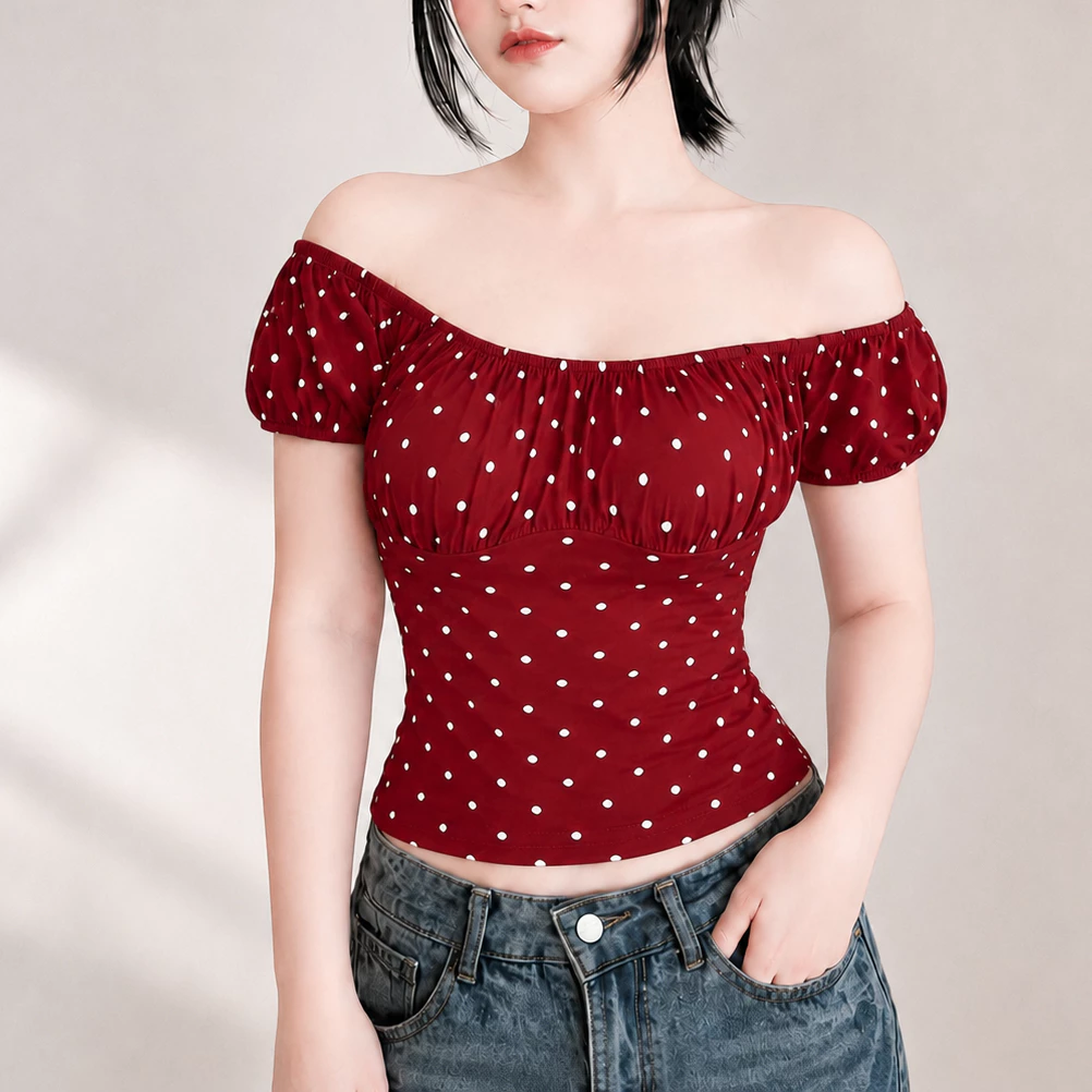 Áo Thun Trễ Vai Nhún Ngực Nàng Thơ Bigsize 45-95kg MoliJeans Chất Vải Borip Cotton Mịn Co Giãn AT16