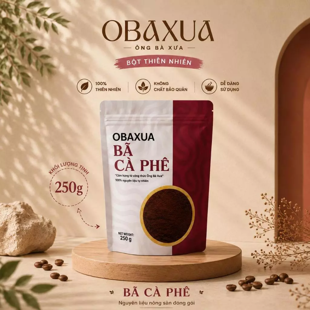 Bột Bã Cà Phê OBAXUA Nguyên Chất 250g/500g – Xay Mịn Từ Thiên Nhiên
