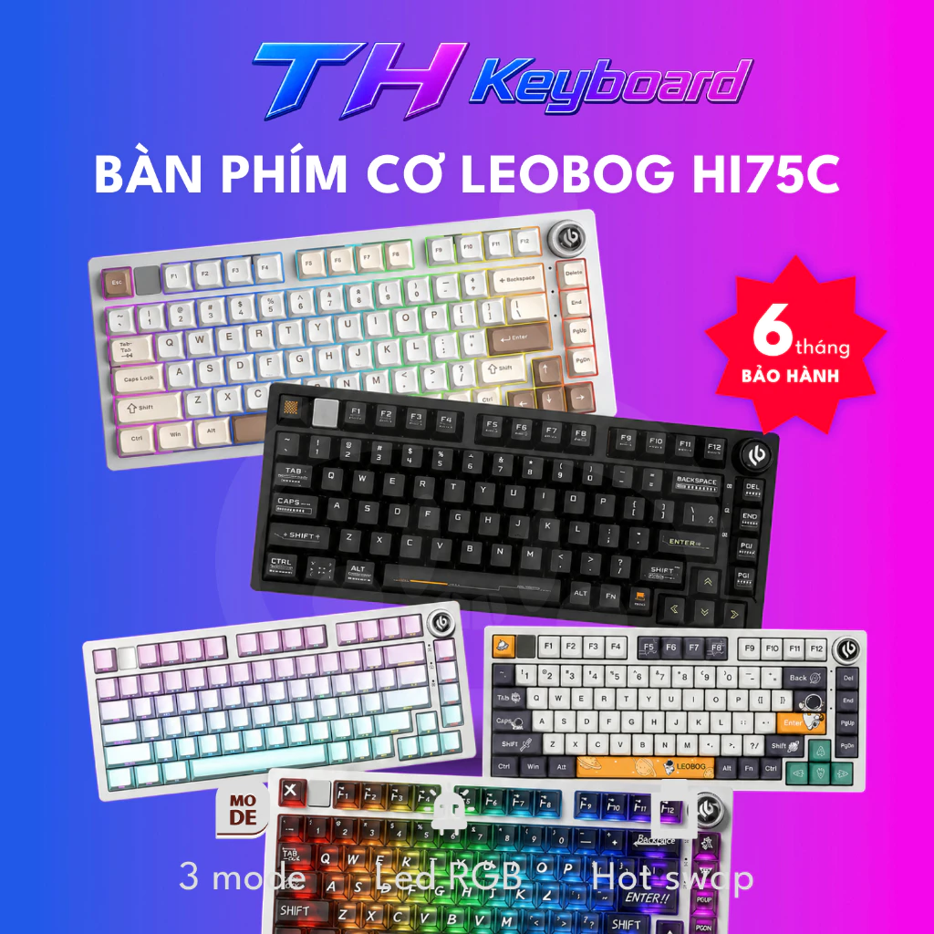 Bàn phím cơ Không dây NHÔM - LEOBOG HI75C PRO Keycap RGB - APP Marco - Núm vặn THkeyboard ( New)