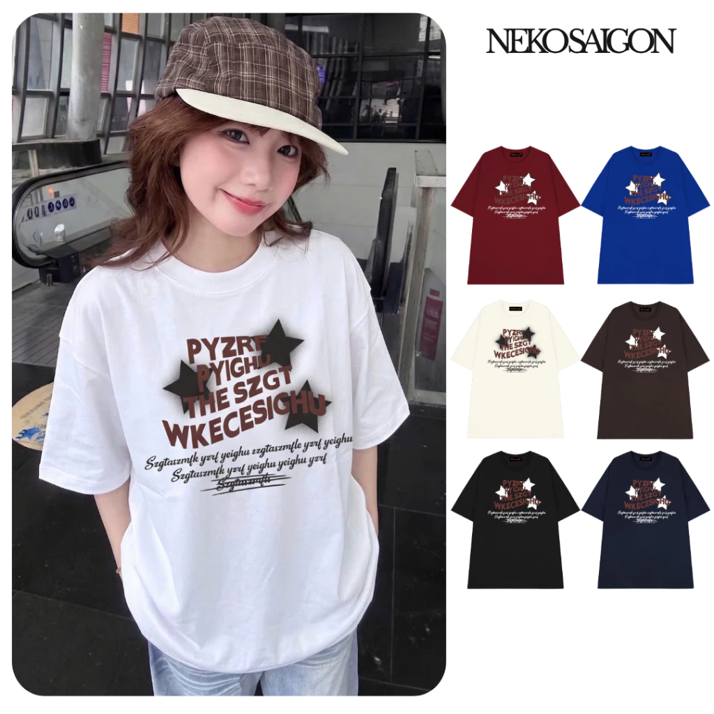 Áo thun oversize nam nữ form rộng tay lỡ Neko.sg ATL595
