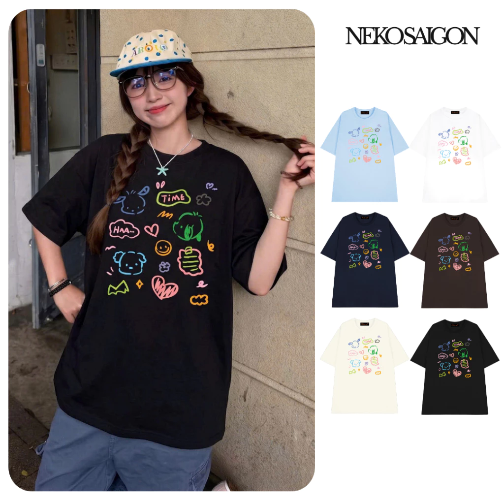 Áo thun tay lỡ form rộng unisex Neko.sg ATL452
