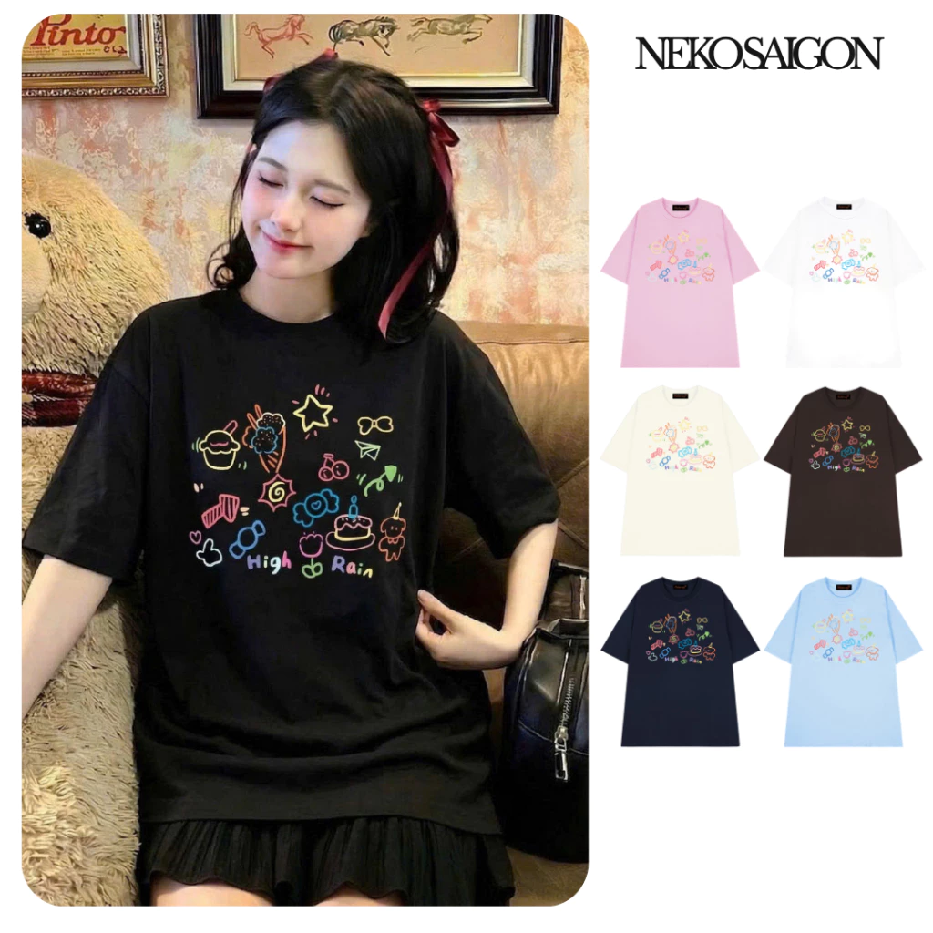Áo thun tay lỡ form rộng unisex Neko.sg ATL512