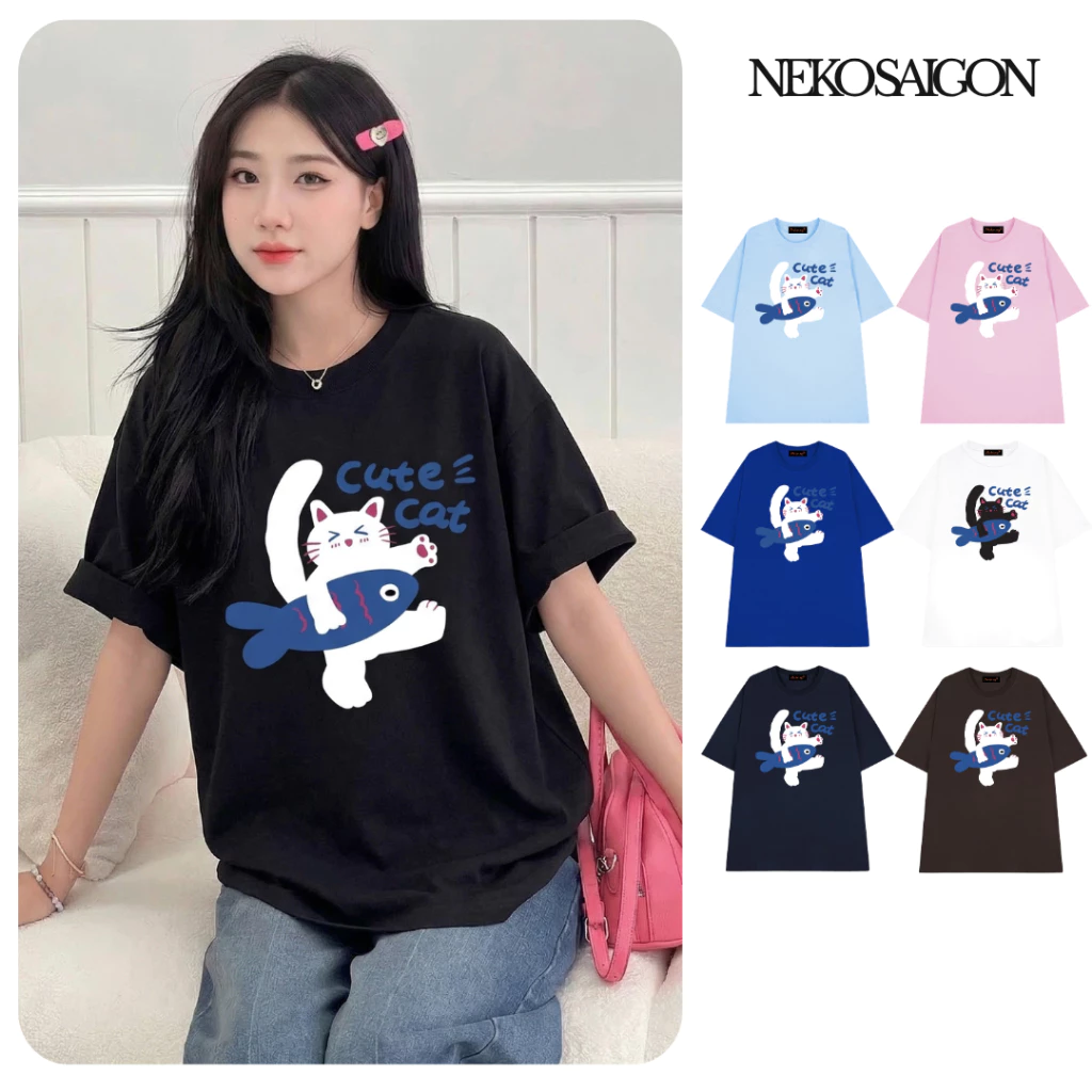 Áo thun tay lỡ form rộng unisex Neko.sg ATL433