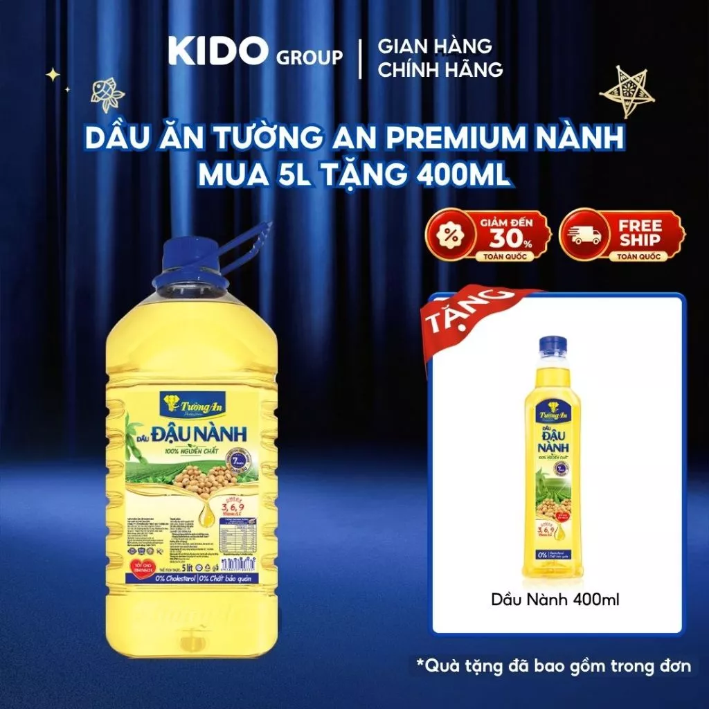 [LIVE] [MUA 5L TẶNG 400ML] Dầu Đậu Nành Tường An Premium 5L