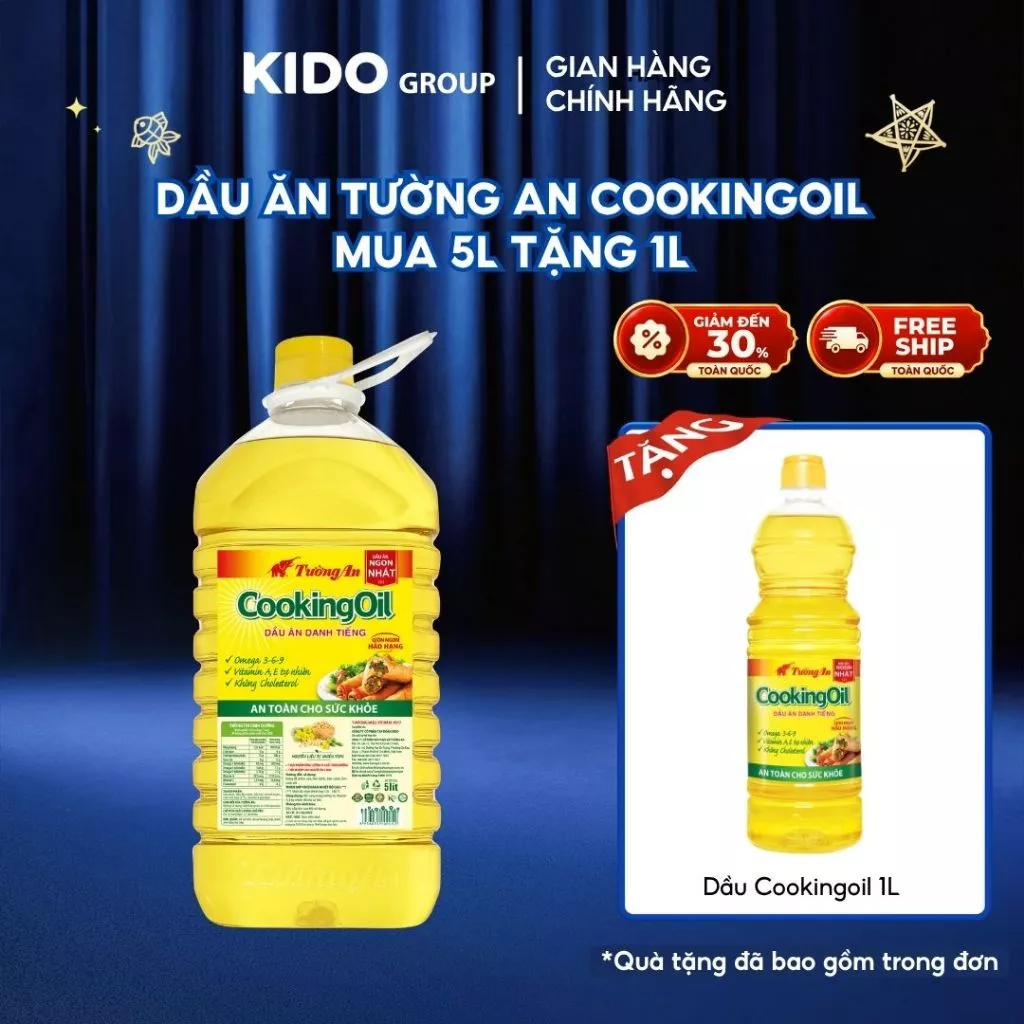 [QUÀ THÊM TRONG GIỎ] MUA 5L TẶNG 1L] Dầu Ăn Tường An CookingOil 5L