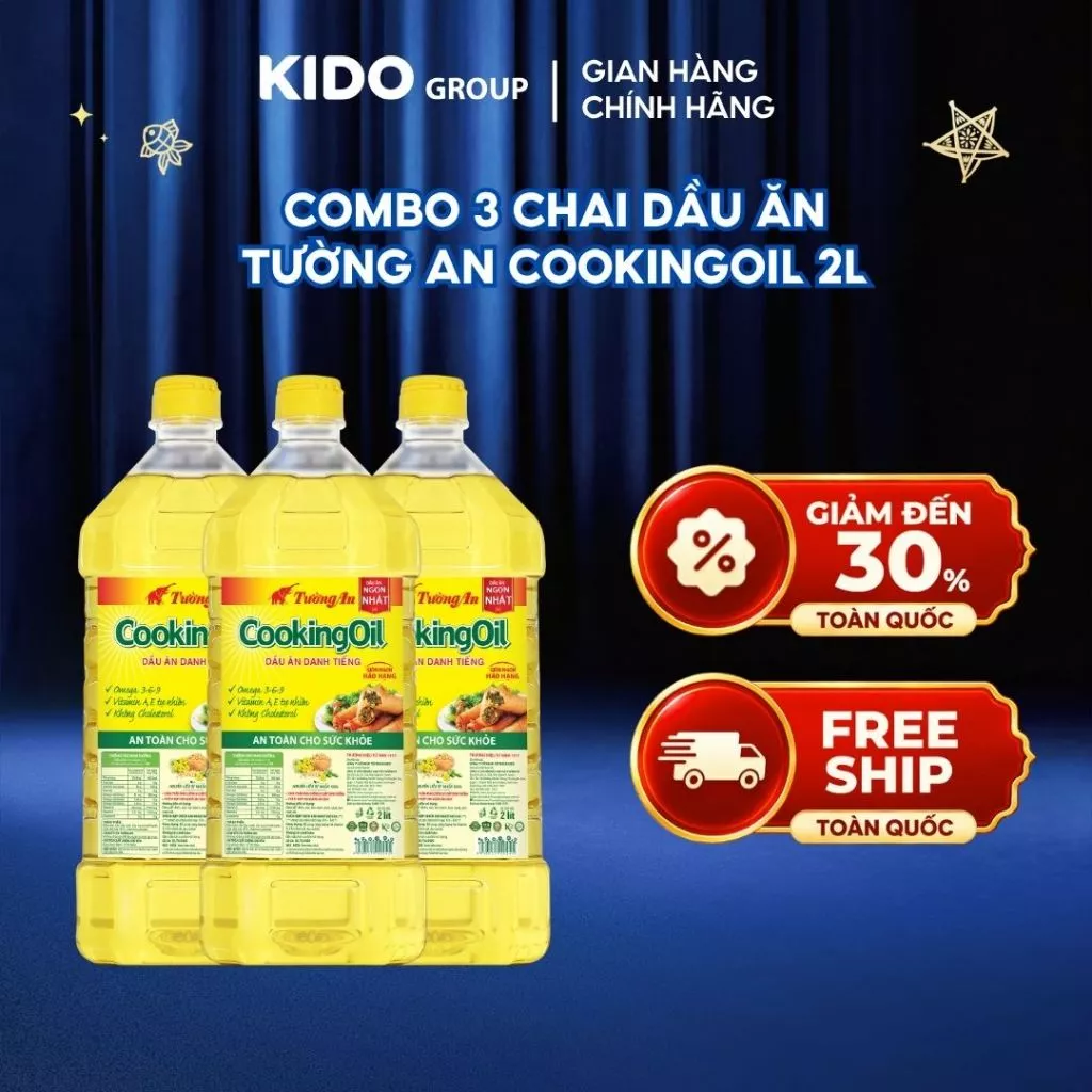 Combo 3 chai Dầu Ăn Tường An CookingOil 2L
