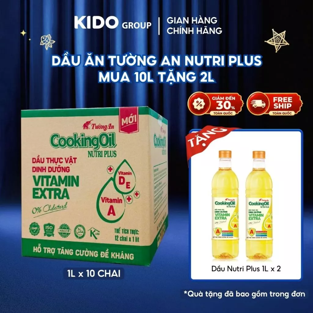 [MUA 10L TẶNG 2L] Dầu Ăn Tường An Cooking Nutri Plus 1L