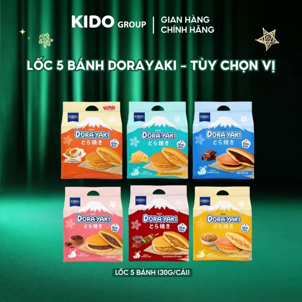 (MUA 3 GIẢM 33%) [Tùy chọn 6 Vị] Túi Bánh Dorayaki 30g - Cấu trúc bánh siêu mềm mịn, chuẩn Bakery | Kido's Bakery