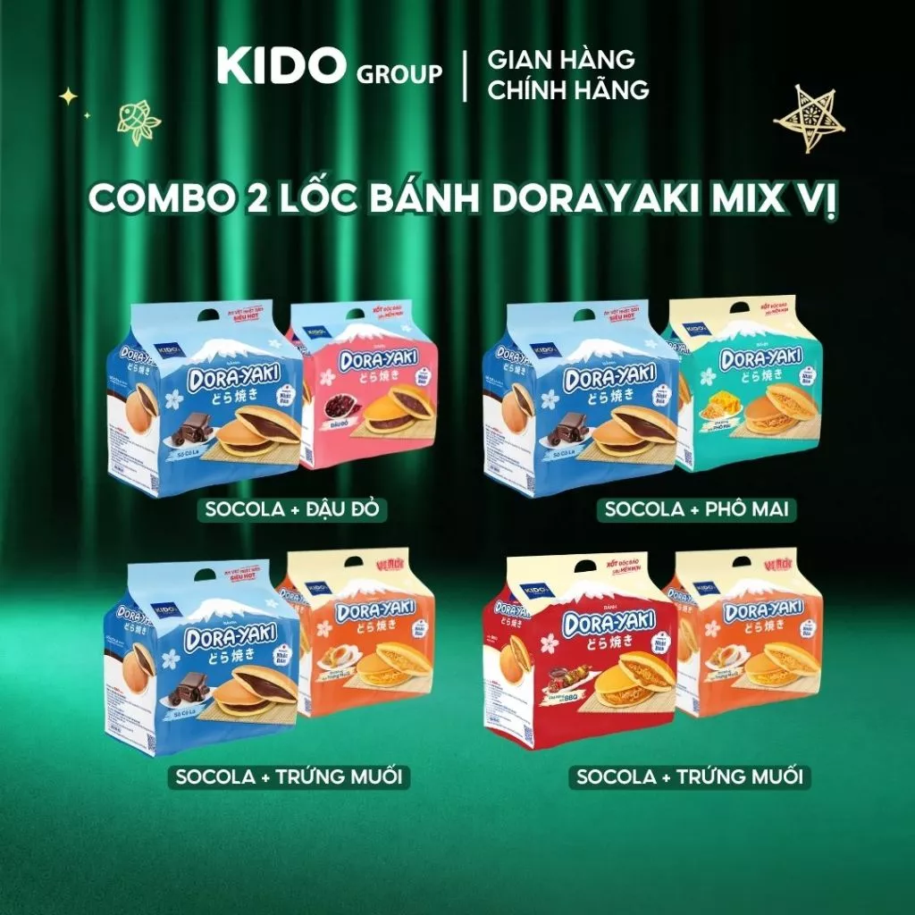 (MUA 3 GIẢM 30%) Combo 2 Lốc Bánh Dorayaki I Cấu trúc bánh siêu mềm mịn, chuẩn Bakery | Kido's Bakery