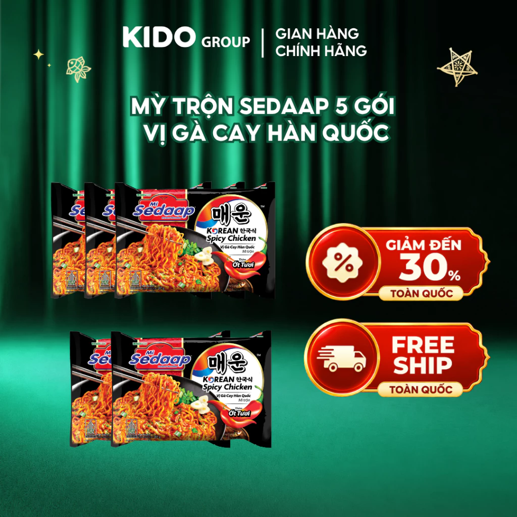 Combo 5 gói Mì Trộn Sedaap Vị Gà Cay Hàn Quốc 87g