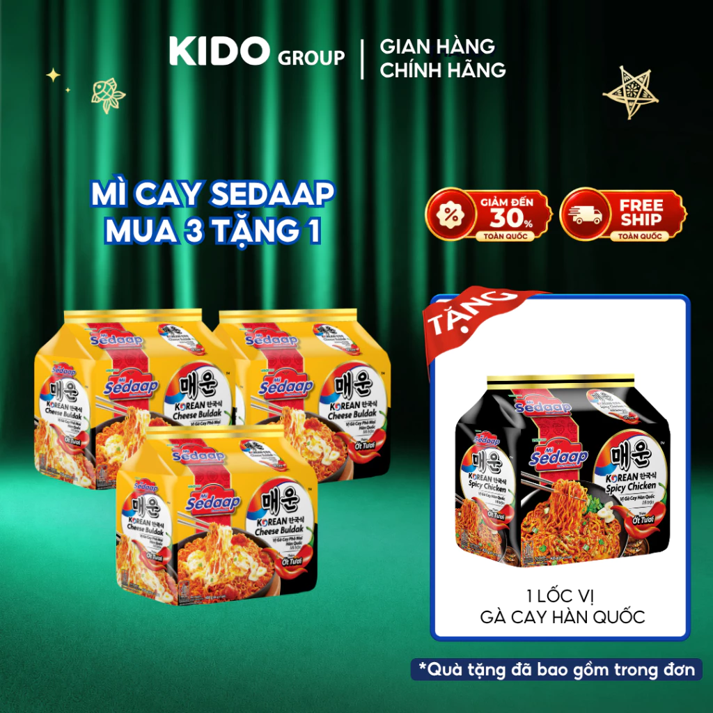 [Mi Sedaap Vi Gacay Hanquoc 87g] COMBO 3 LỐC: Mì trộn Sedaap vị phô mai hàn quốc 86g x 15 gói