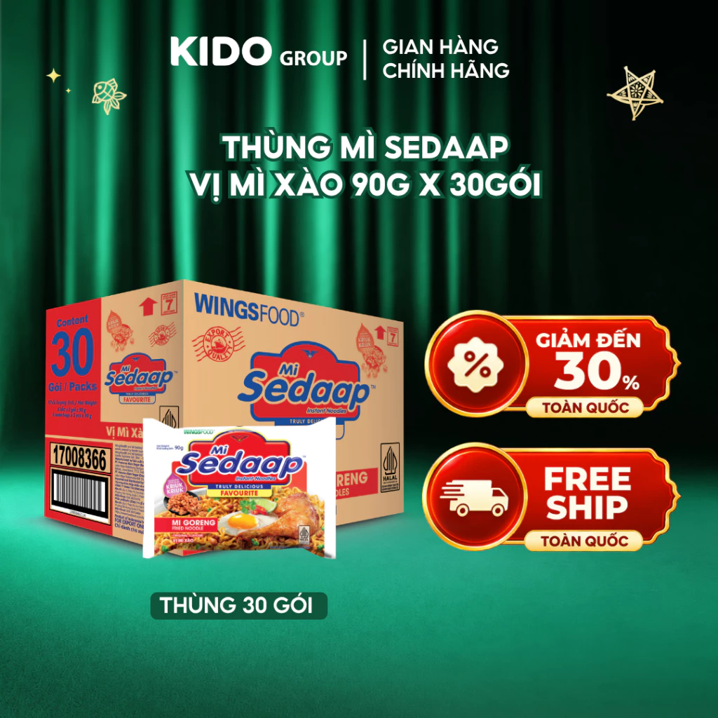 Thùng 30 gói Mì Sedaap vị mì xào 90g