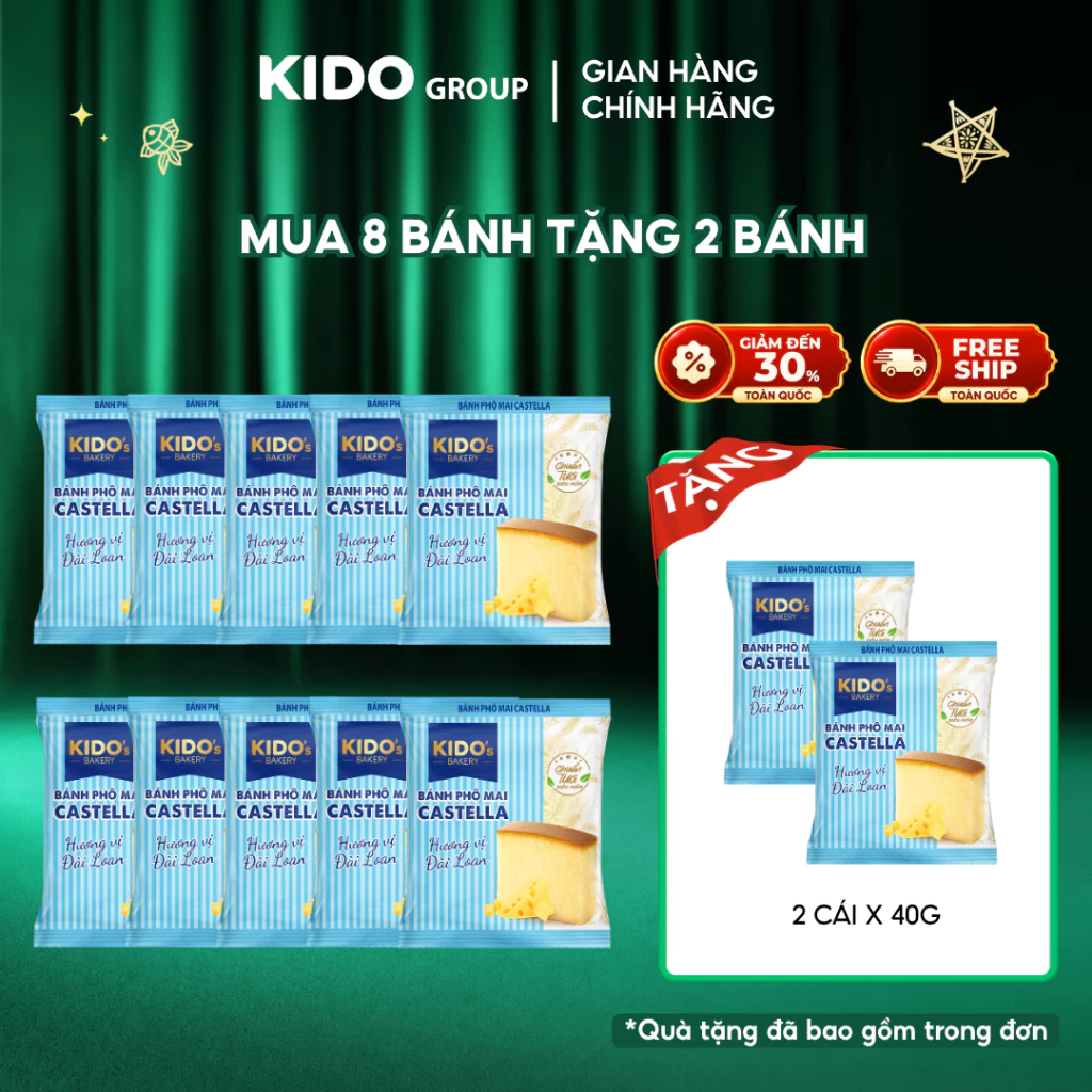 [MUA 8 TẶNG 2] BÁNH KIDO'S BAKERY: Bánh Phô Mai Castella 40g