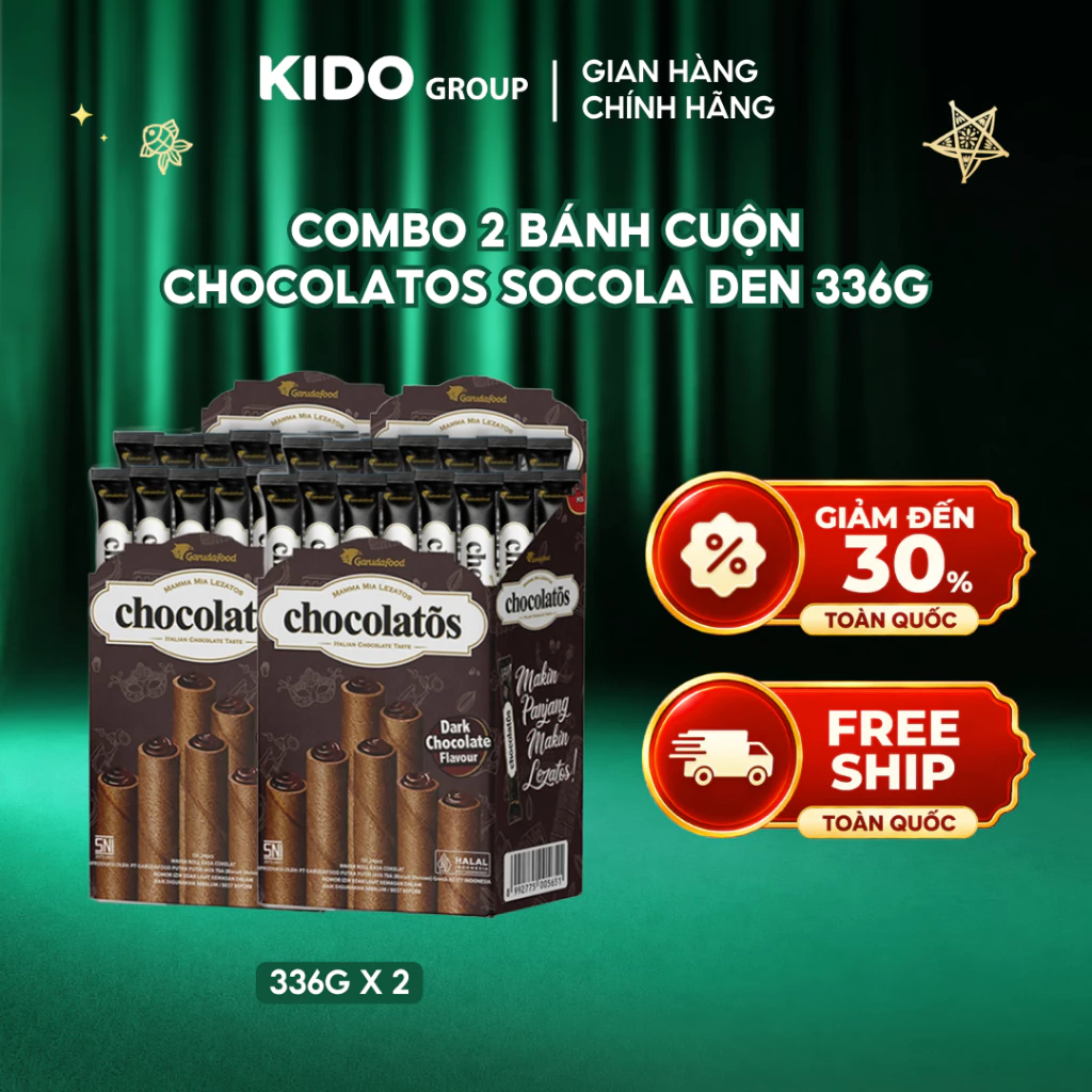 Combo 2 Bánh cuộn Chocolatos Socola Đen 336g | Kido Group