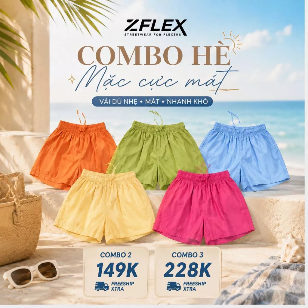 Combo Quần Đùi Hè ZFLEX QZG33 Vải Dù Form Rộng Siêu Mát