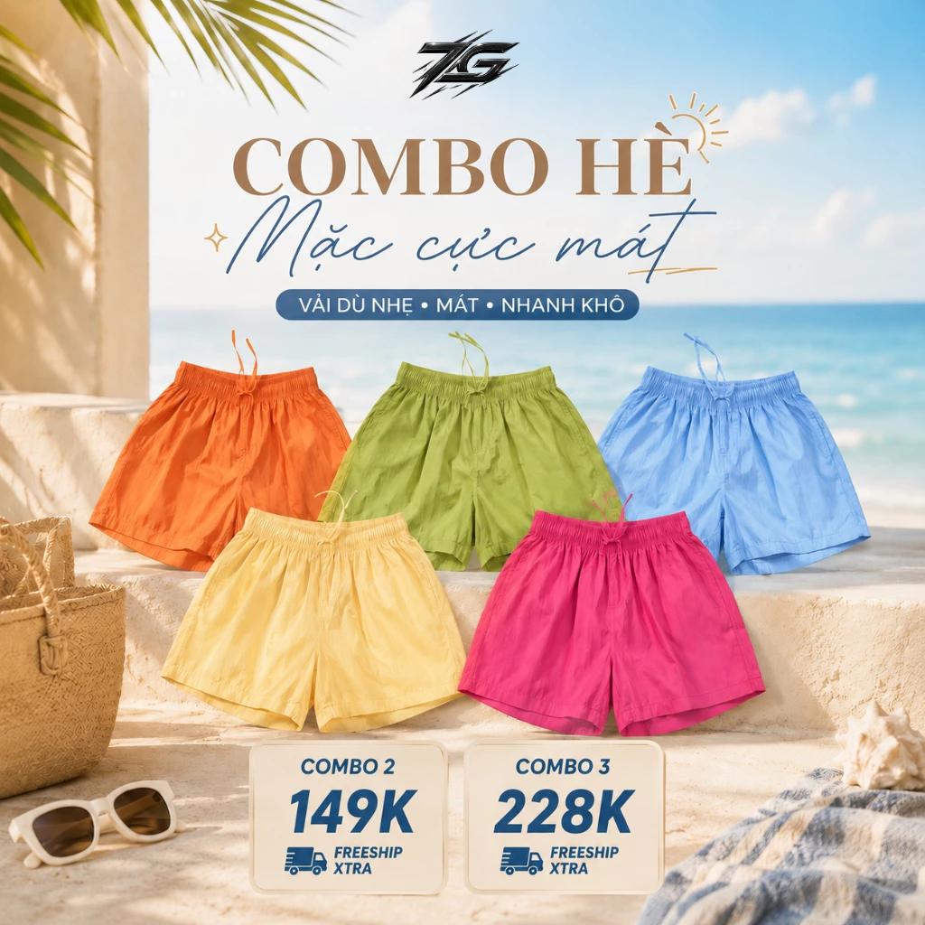 Combo Quần Đùi Unisex Cho Nam Nữ Chất liệu Dù Thoáng Mát Phong Cách Trẻ Trung, Năng Động QZG33.