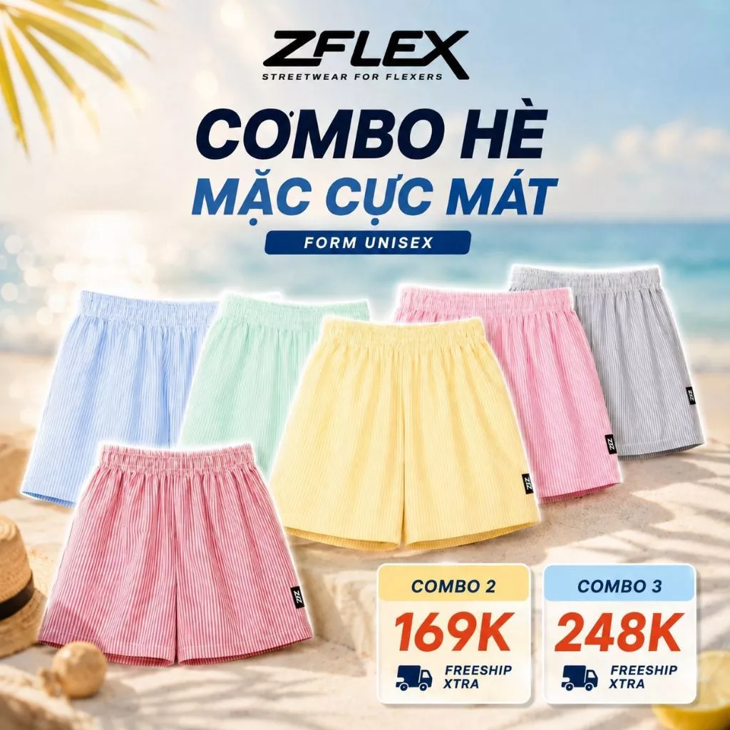 Combo Quần Đùi ZFLEX QZG05 Vải Oxford Form Rộng Mặc Hè Siêu Mát