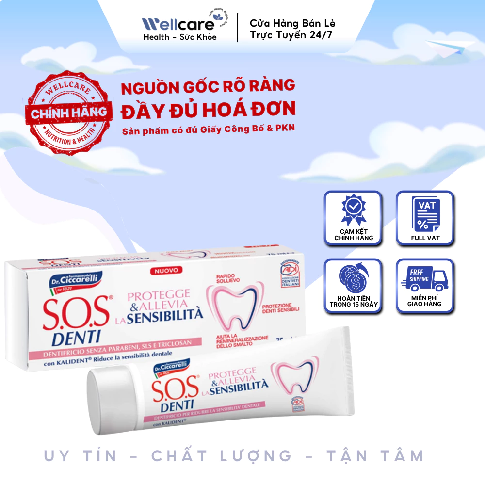 [✨CHÍNH HÃNG] S.O.S Denti Sensitivity Toothpaste 75ml Giảm Ê Buốt