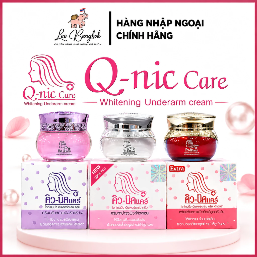 [Mẫu Mới] Kem Dưỡng Trắng, Mịn Vùng Da Dưới Cánh Tay Q-Nic Whitening Underarm Cream, Kem Giảm Thâm Nách Thái Lan 15g
