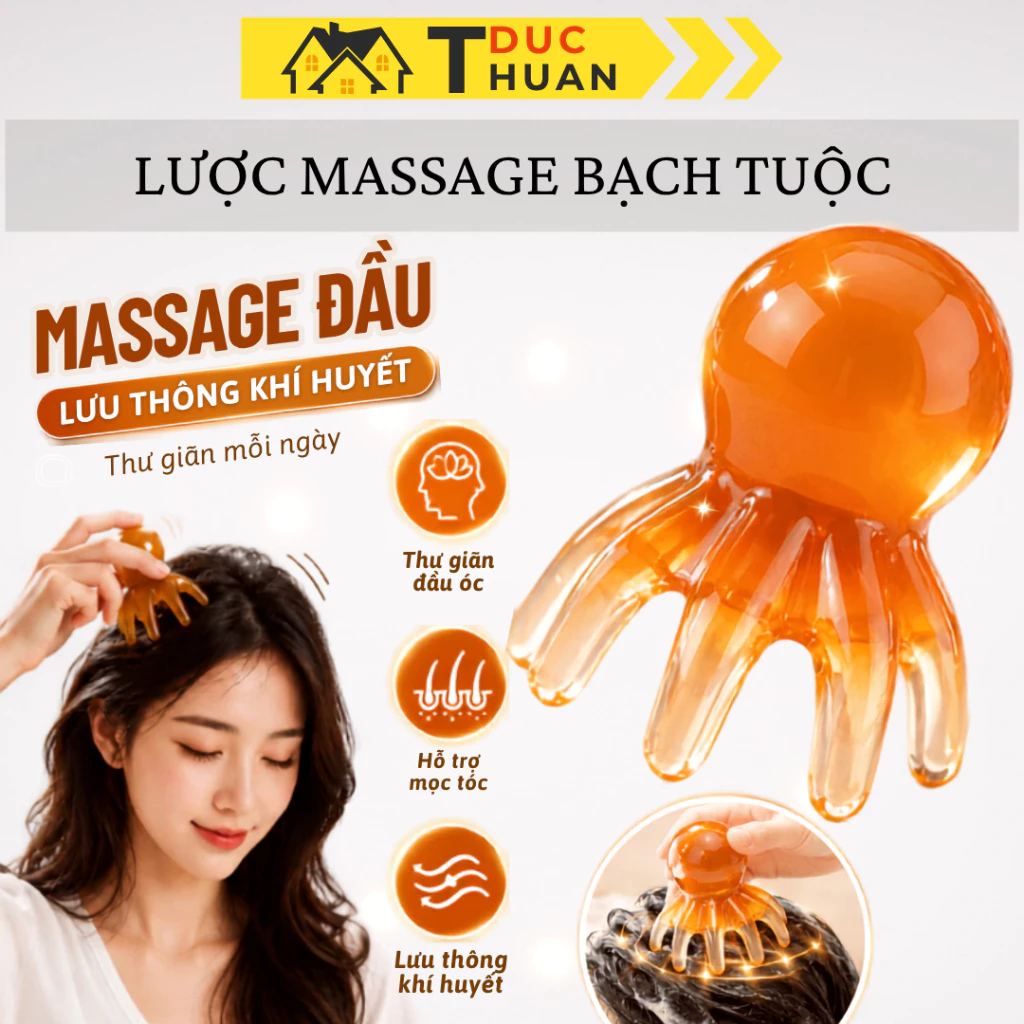 Lược Massage Đầu Giảm Stress Hình Bạch Tuộc, Lược Chải Da Đầu Êm Ái Thư Giãn Giảm Mệt Mỏi - TUIDO SHOP