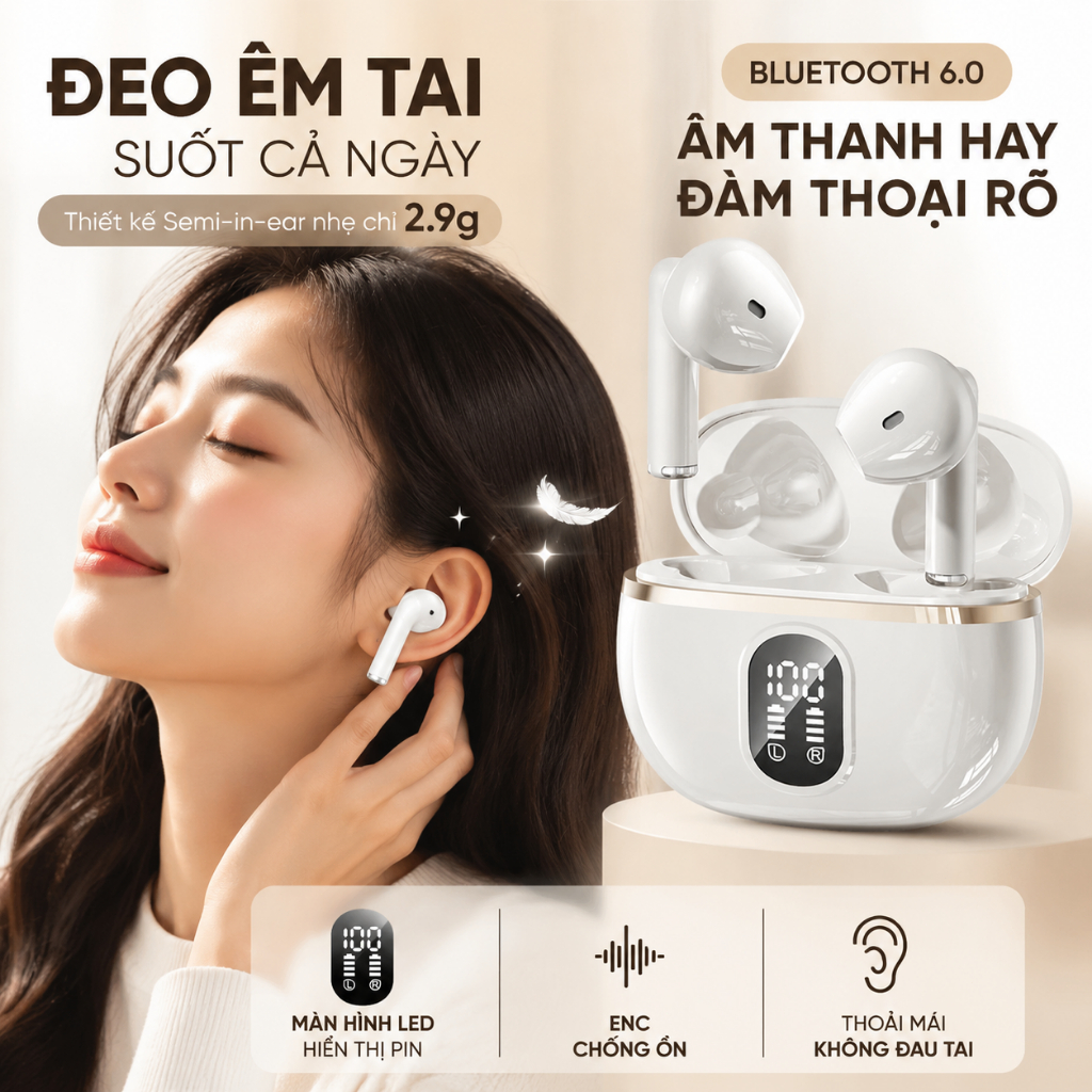 Tai nghe Bluetooth J08 Tai nghe nhạc HiFi Tai nghe không dây Tai nghe không…