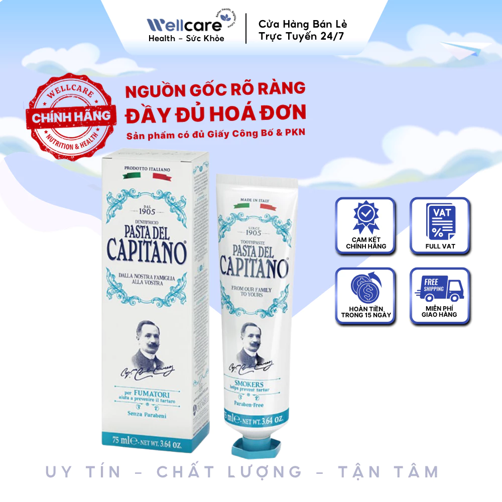 [✨CHÍNH HÃNG] Pasta del Capitano 1905 Smokers Toothpaste 75ml