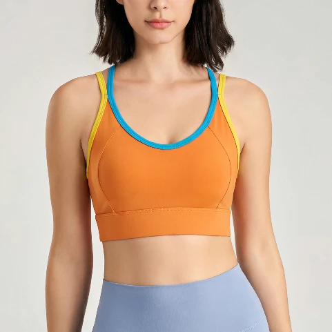 Áo Bra mút đúc 036 chống sốc, Áo tập yoga gym chạy bộ vải lulu chéo