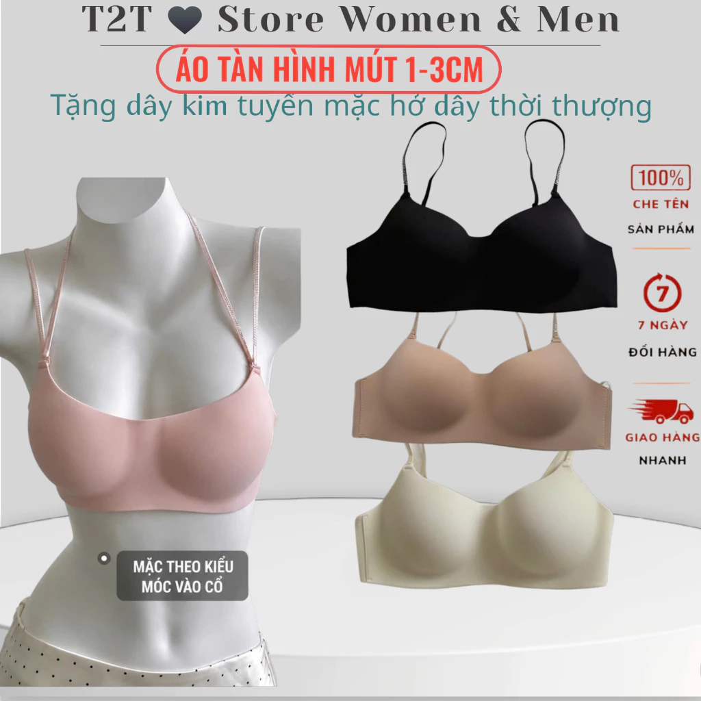 Áo lót su đúc Gom định hình - mút liền  3cm  điểm nhấn dây quai kim tuyến mặc nhiều kiểu phong cách nâng ngực tạo khe