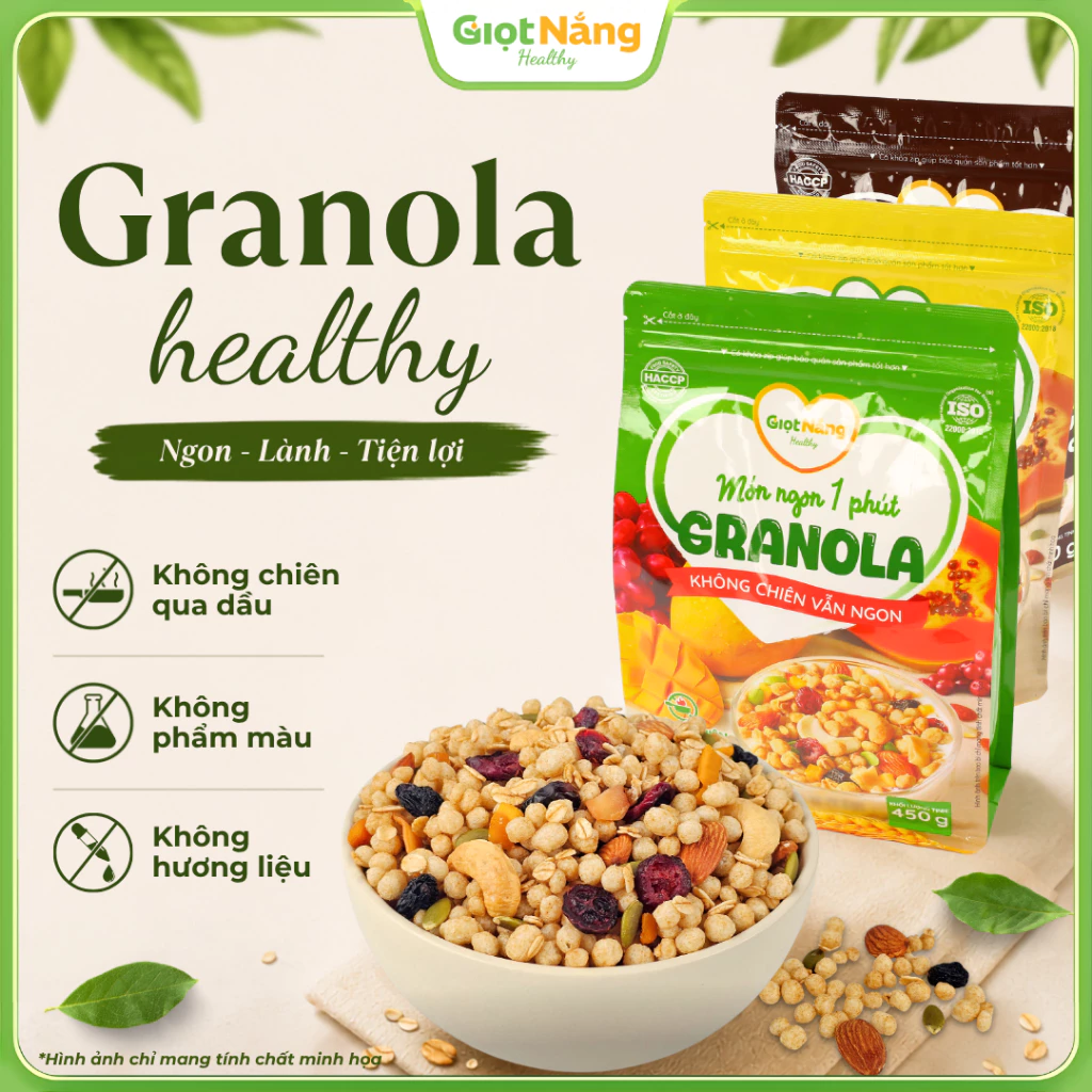 Granola Không Chiên Ăn Sáng Healthy Với Các Loại Hạt Và Trái Cây từ Nông Sản Giọt Nắng Tết Trung Thu