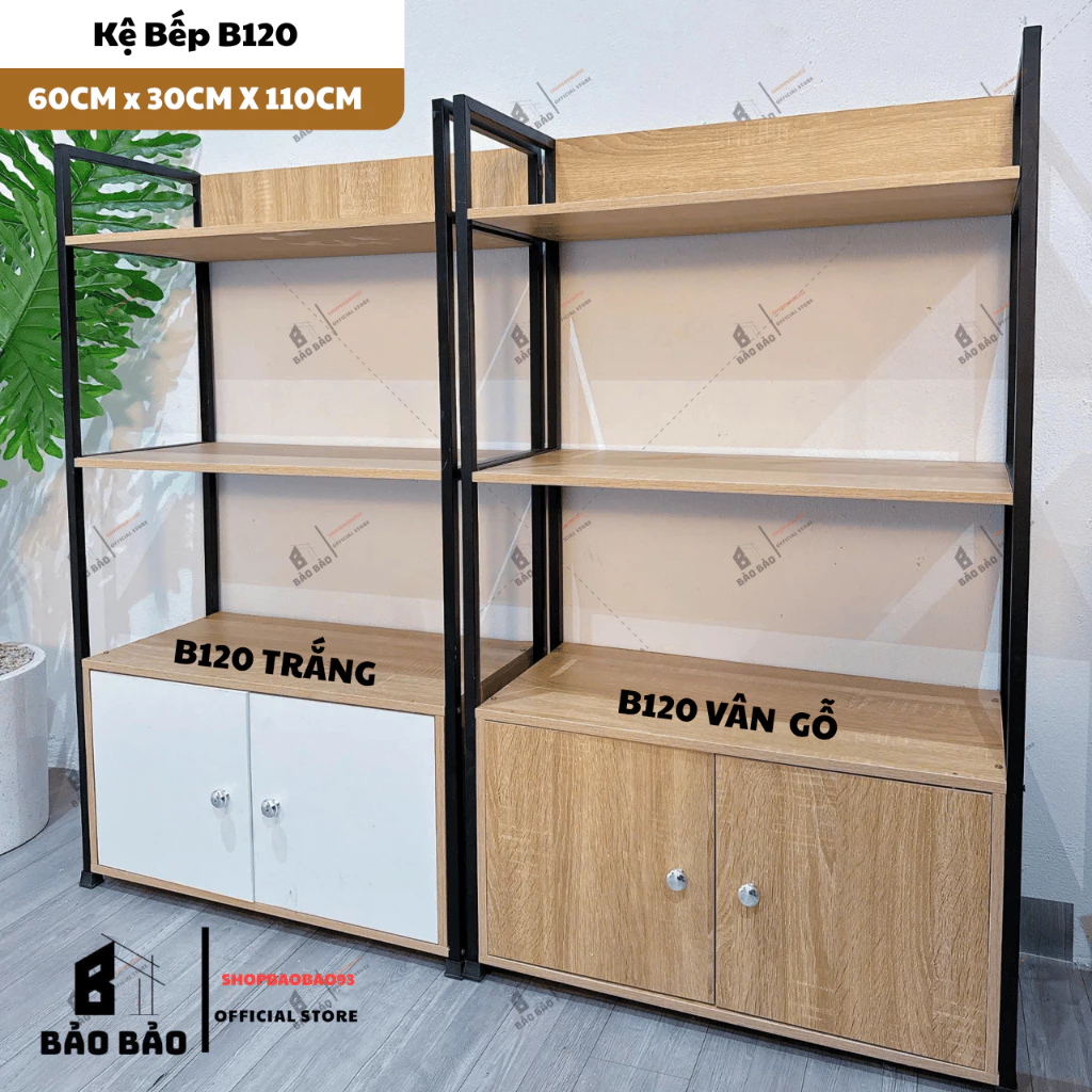 Kệ bếp lò vi sóng lò nướng 4 tầng có ngăn tủ hiện đại đa năng - B120