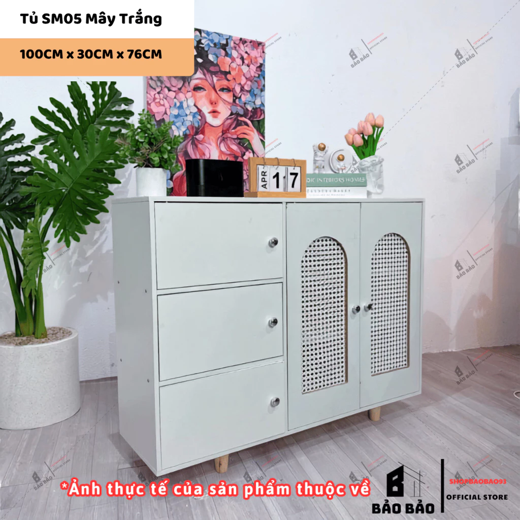 Tủ gỗ đựng đồ đa năng , tủ giày , tủ quần áo chất liệu gỗ MDF phong cách vintage hiện đại - LM5