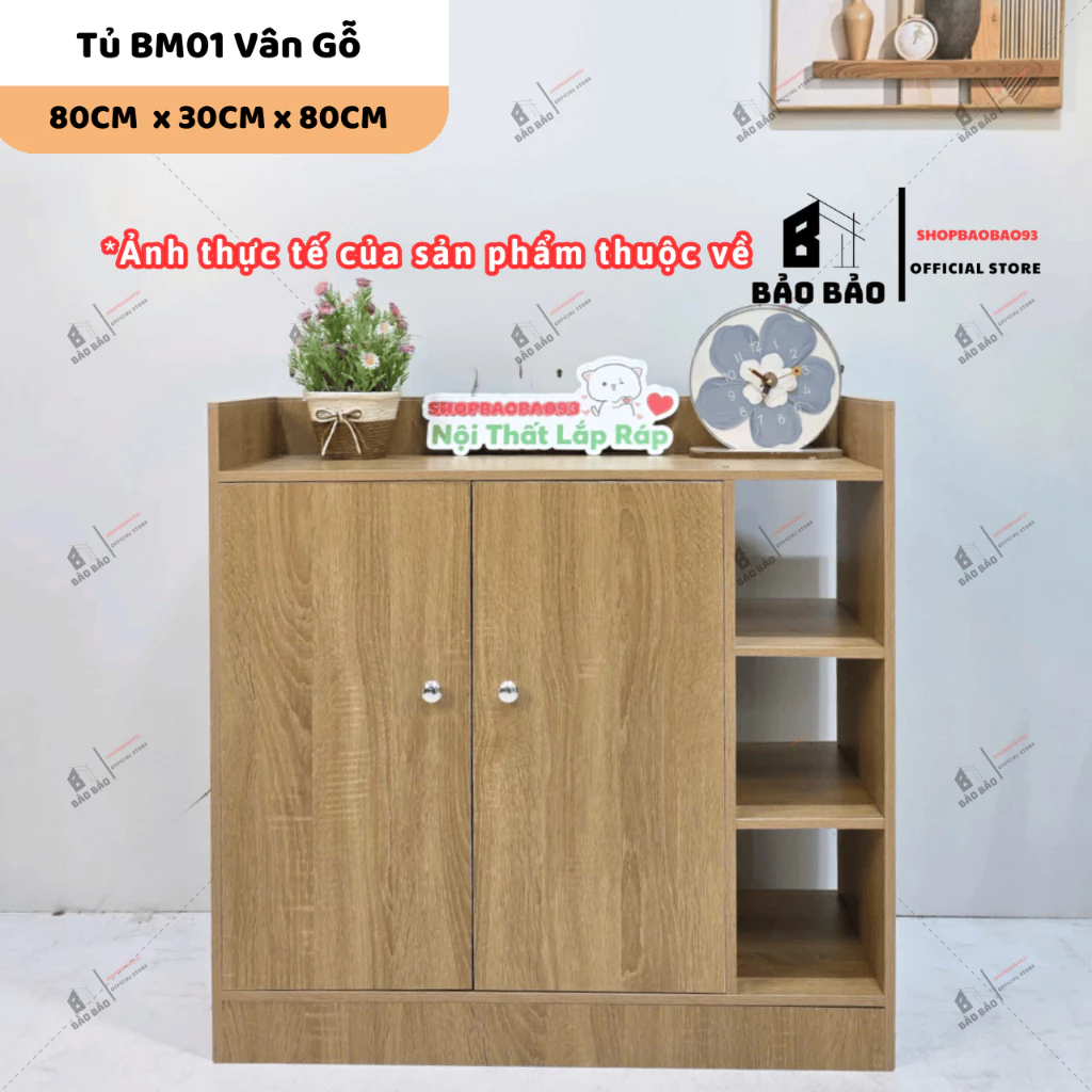 Tủ giày dép, kệ giày gỗ có ngăn tủ cao cấp chất liệu gỗ MDF chống nước -BM01