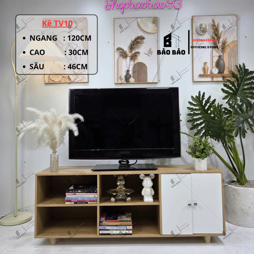 Kệ tivi có ngăn tủ đựng đồ phong cách đơn giản Bảo Bảo chất liệu gỗ MDF chống nước tốt  - TV10