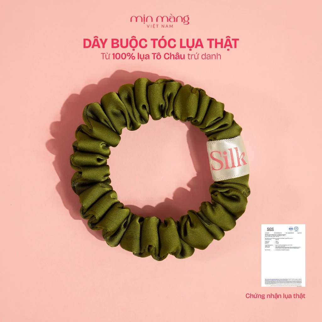 Dây Buộc Tóc Scrunchies Lụa Thật 100% To Phồng Có Giấy Kiểm Định MỊN MÀNG VIỆT NAM Ngăn Gãy Rụng Tóc