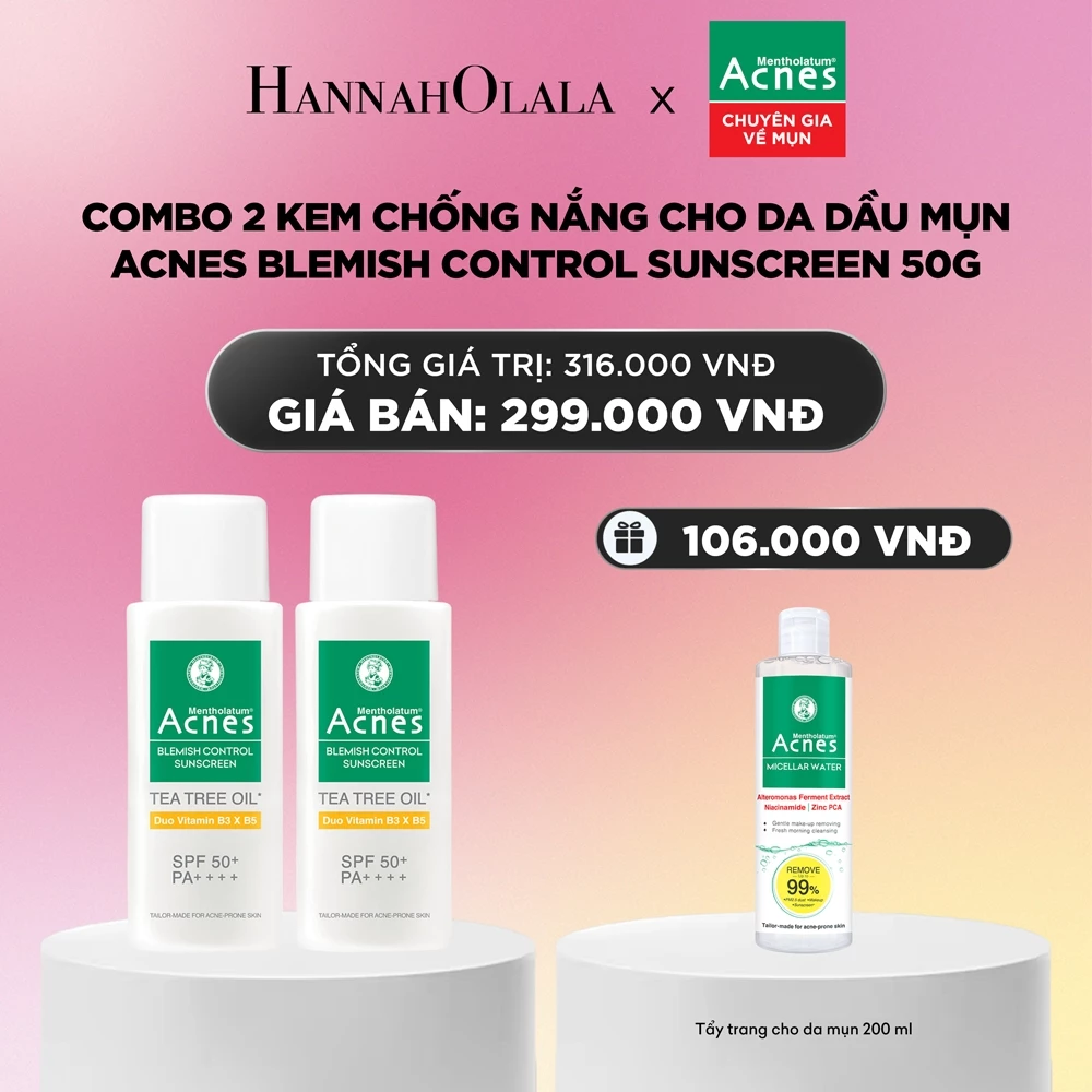 [KOL] Combo 2 Kem chống nắng cho da dầu mụn Acnes Blemish Control Sunscreen 50g