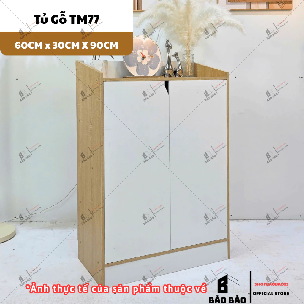 Tủ gỗ đựng đồ đa năng Bảo Bảo chất liệu Gỗ MDF 12mm phủ melamin chống nước tốt - TM77