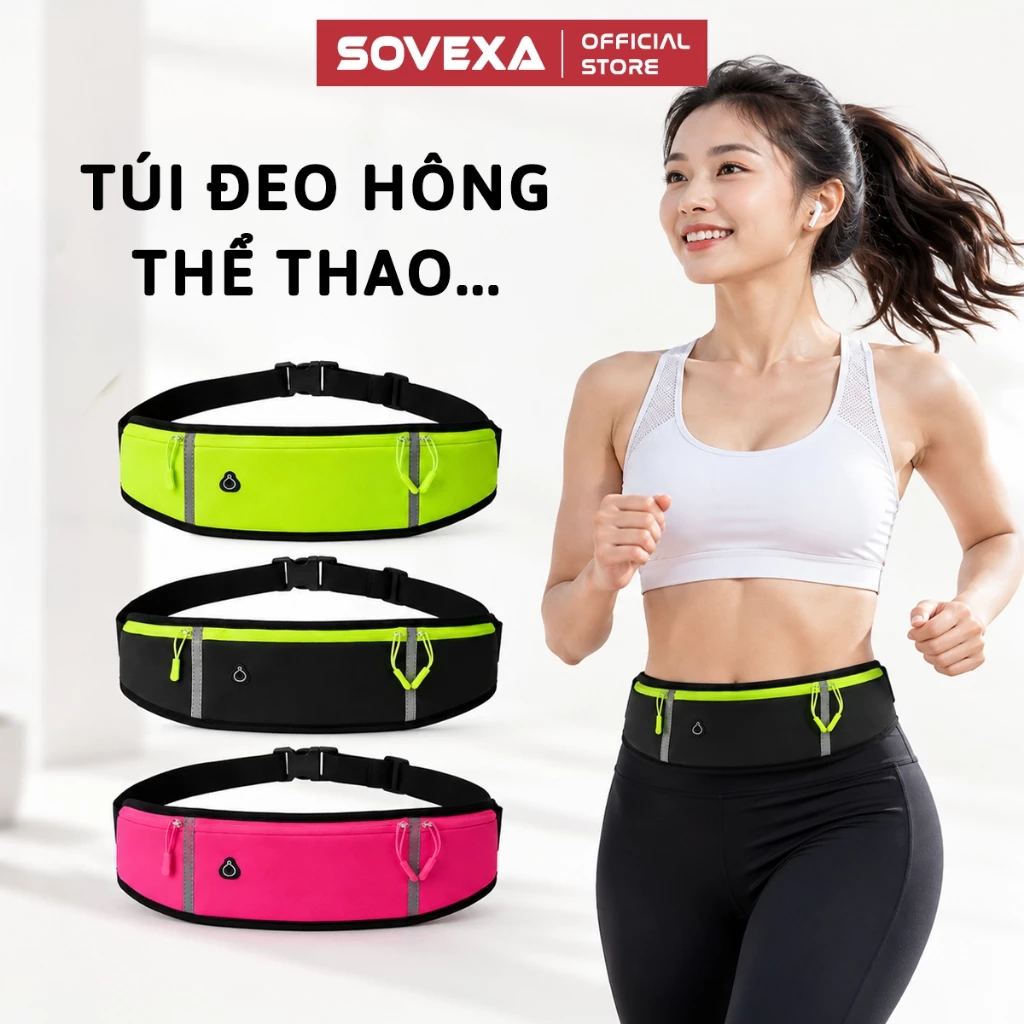 Túi Chạy Bộ Chống Thấm Nước SOVEXA Đai Đeo Bụng Thể Thao Phản Quang Đựng Điện Thoại