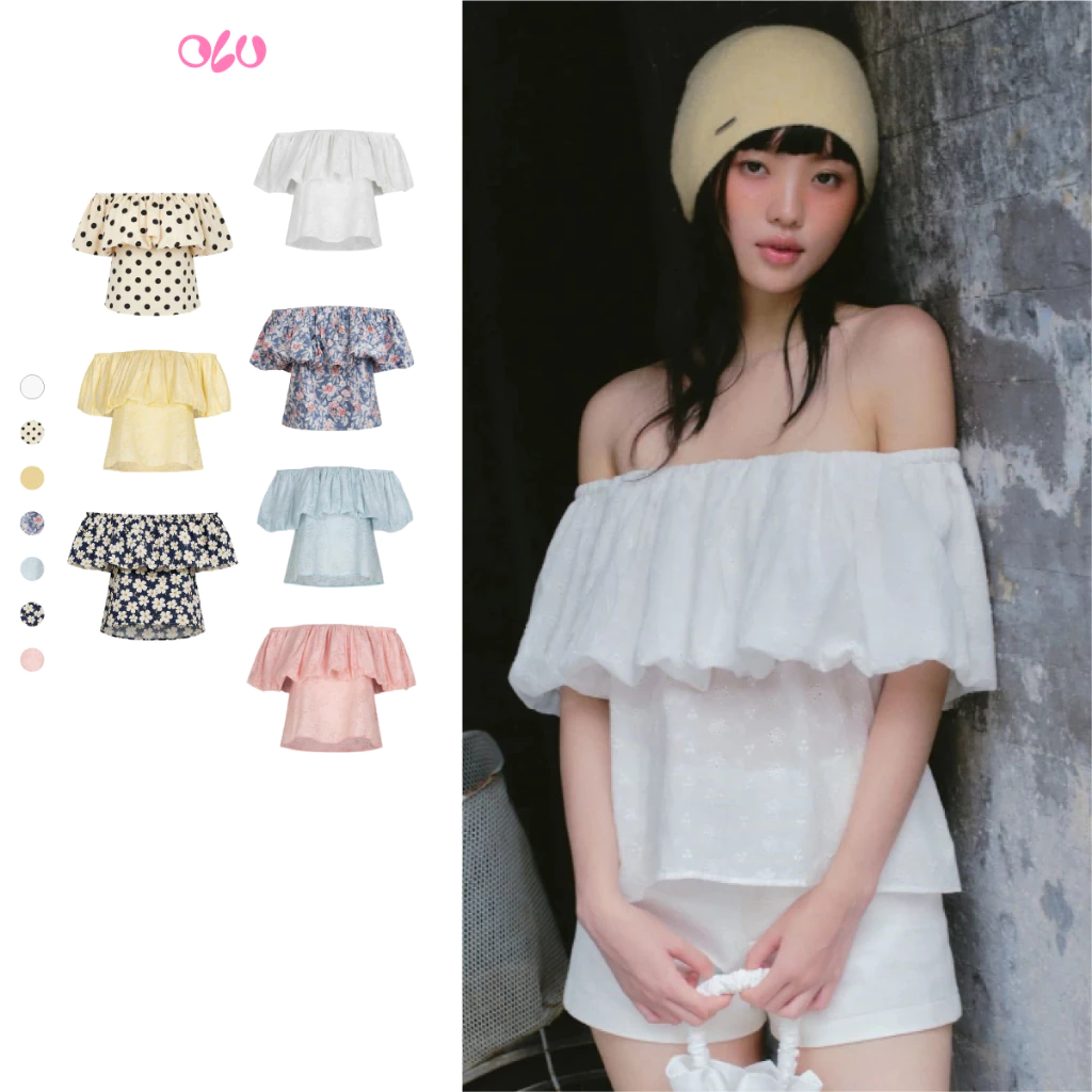 Áo OLV kiểu nữ trễ vai họa tiết hoa mùa hè Hansel nhiều màu trẻ trung hợp diện đi chơi đi cà phê