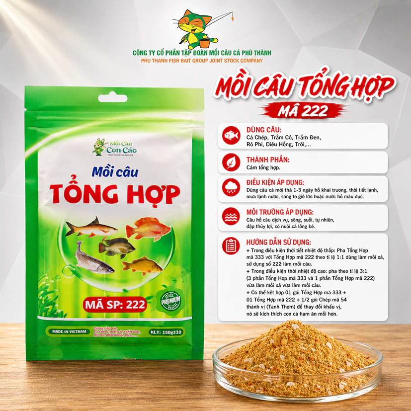 COMBO 3 GÓI Mồi câu mã 222  mồi câu tổng hợp Con Cáo chính hãng Phú Thành 150g