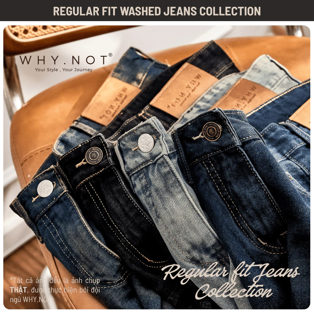 [Có Bigsize] BST Quần Jean Nam WHY NOT Phong Cách Clean Fit Form Regular Ống Rộng 4 Màu Retro Washed