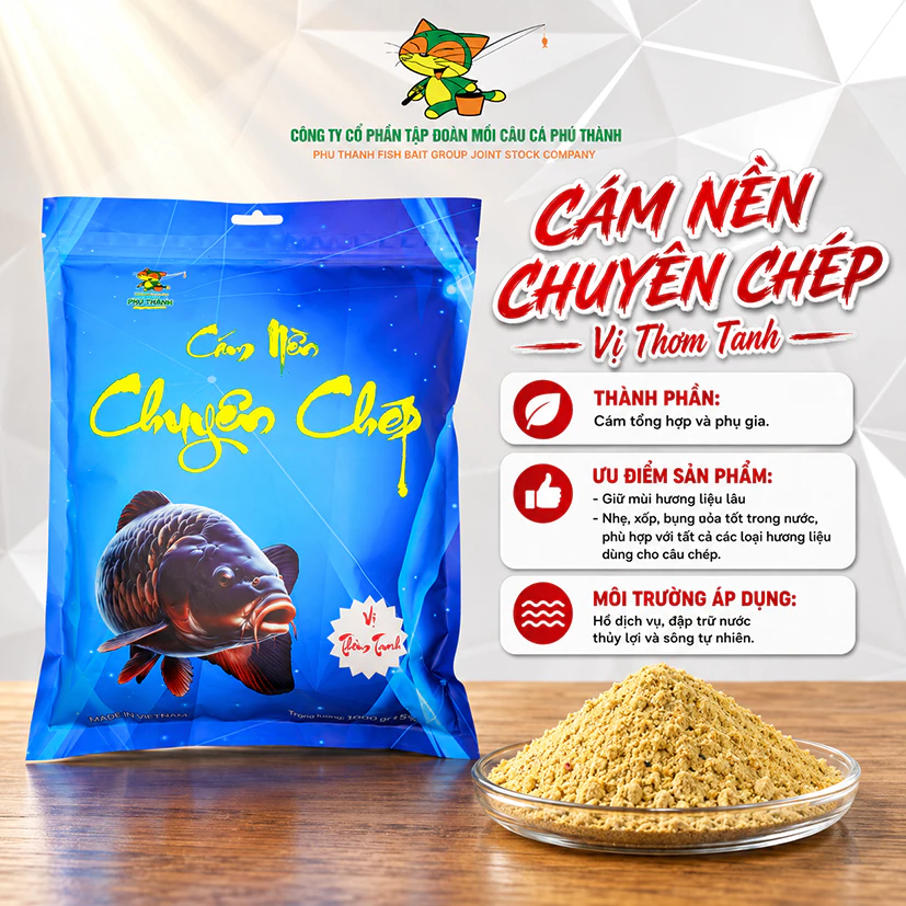 Cám Nền Chuyên Chép Vị Thơm và Vị Thơm Tanh chuyên dùng câu Cá Chép, Cá Trắm Cỏ,Cá Trôi