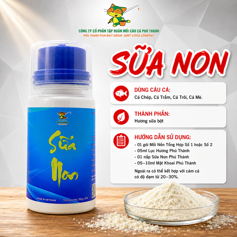 SỮA NON - chuyên dùng câu Cá Chép, Cá Trắm, Cá Trôi, Cá Mè chính hãng Phú Thành