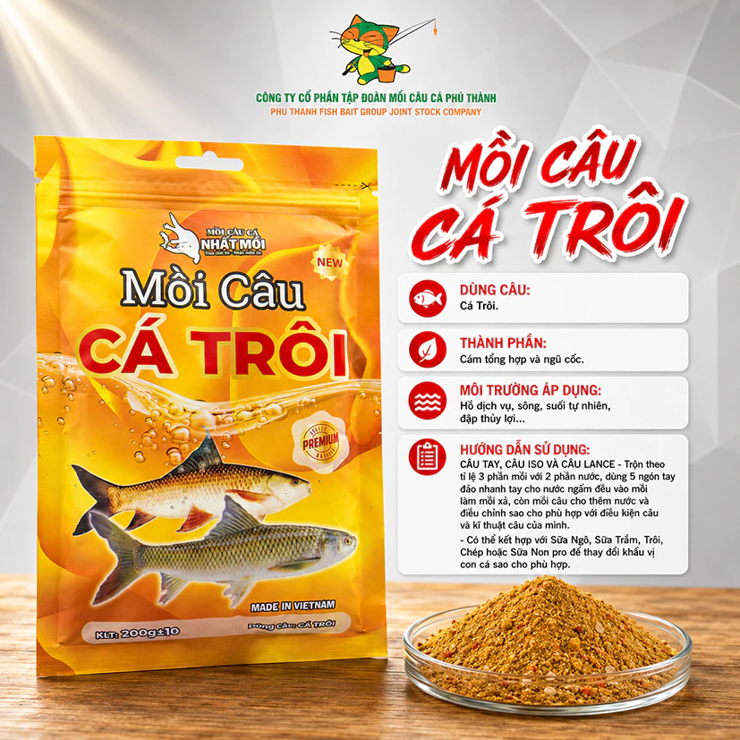 Mồi câu Cá Trôi Chính Hãng Phú Thành 200g