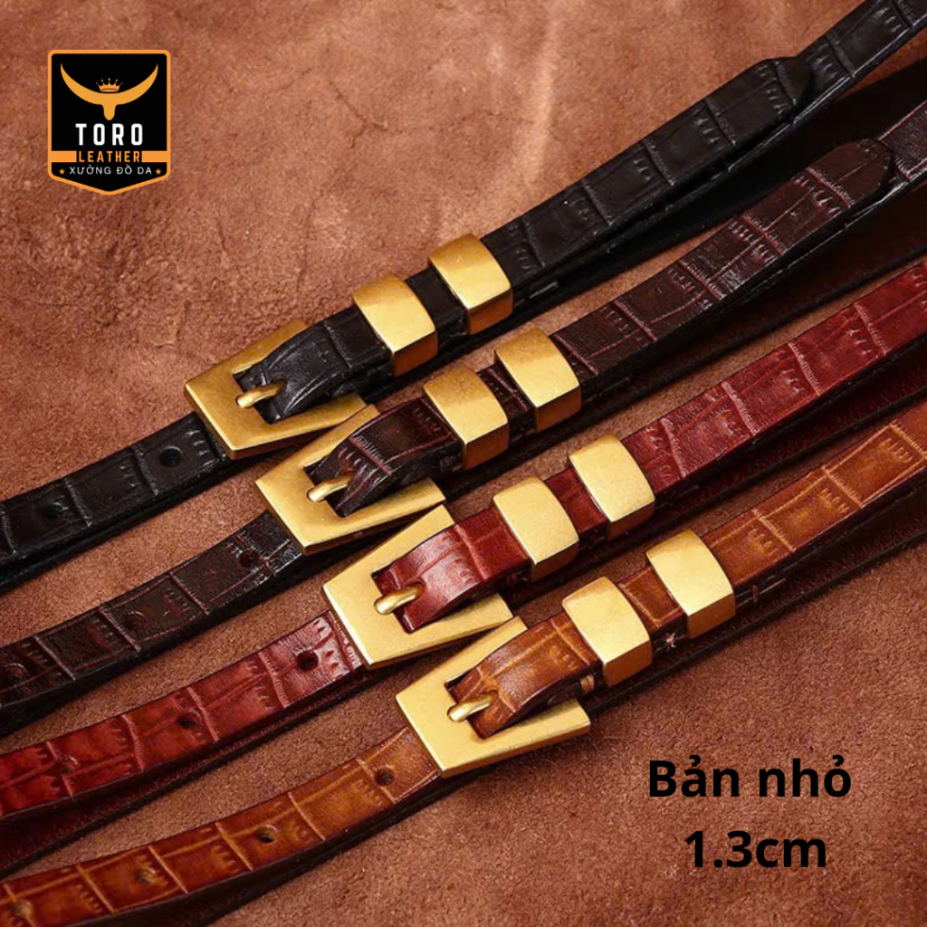 Thắt lưng siêu nhỏ 1.3cm【Bảo hành 5 năm】Dây nịt da thật 100% dày 4mm