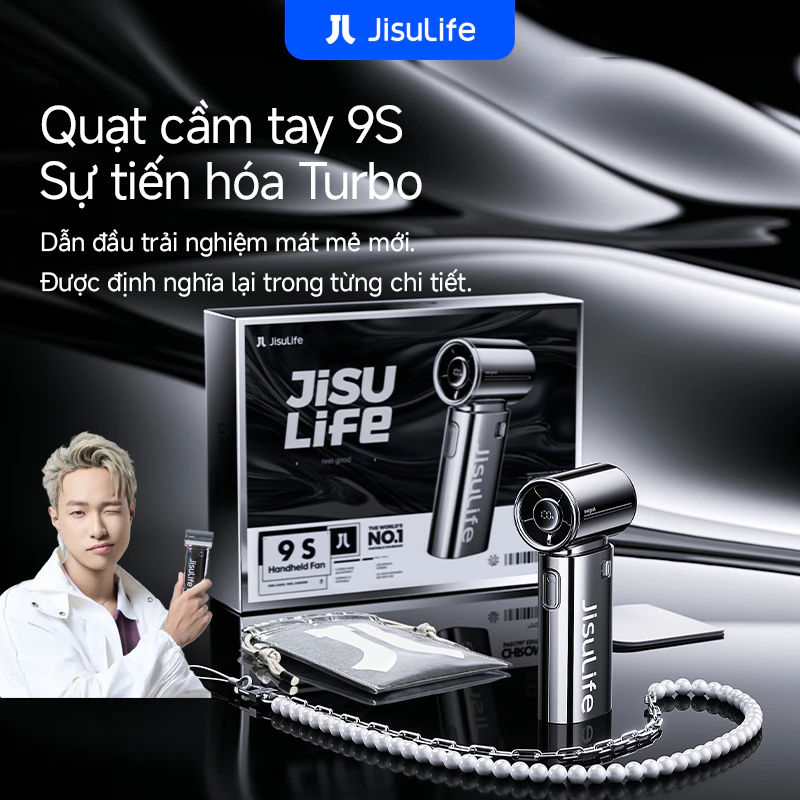 【Mới】Quạt cầm tay mạ điện JisuLife 9S mini gió mạnh pin bền nhẹ dễ mang theo dùng văn phòng du lịch ngoài trời