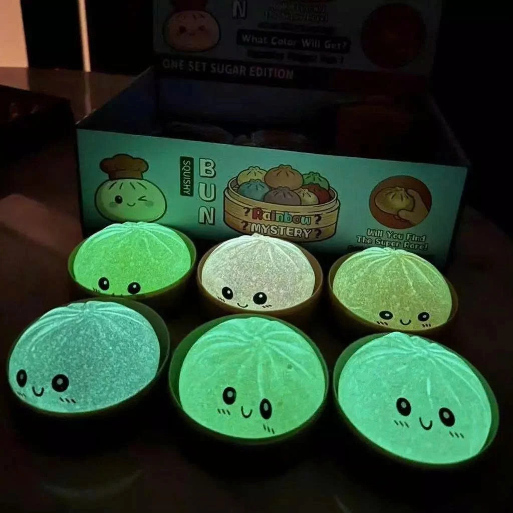 [BÁNH BAO CÓ KHAY ĐỰNG] Squishy Bánh Bao Dạ Quang Kim Tuyến , Mochi Bánh Bao Mềm Mịn---MYPHAMHN